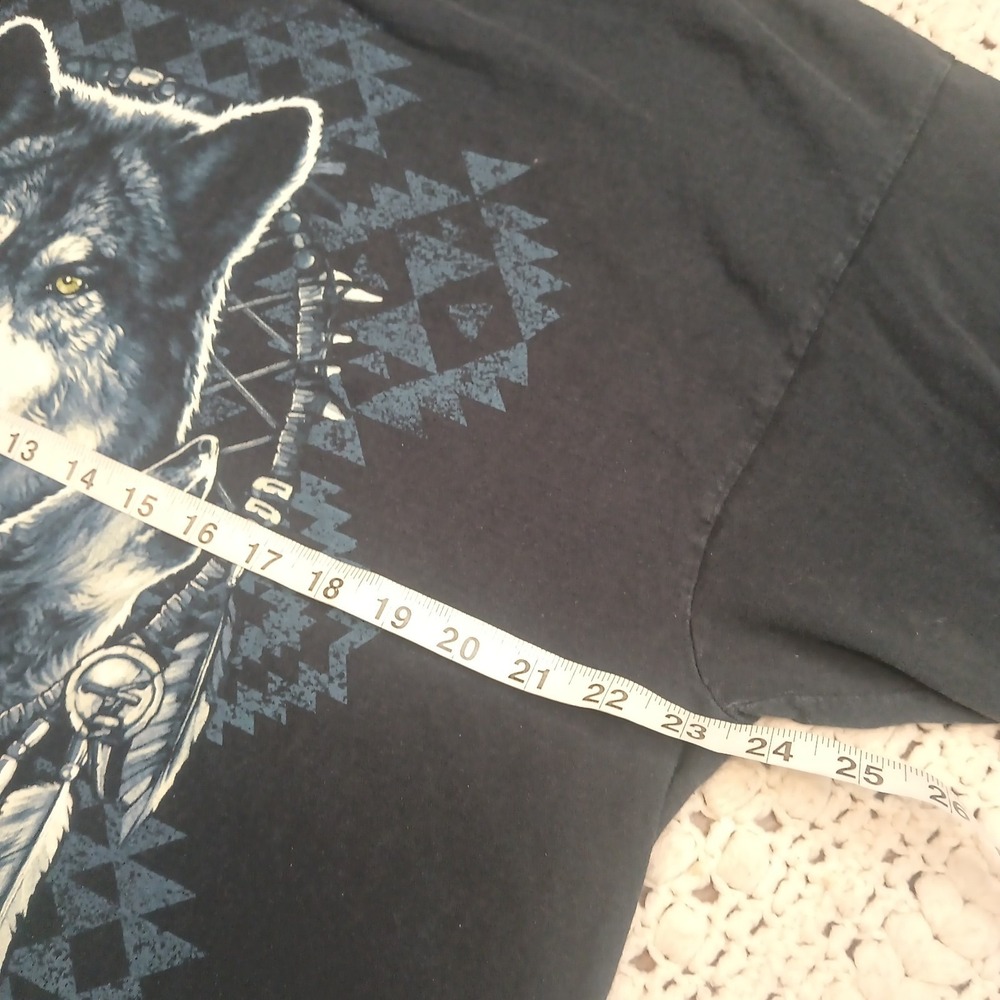 Vtg 90s Fruit Of The Loom Wolf Graphic Tee Shirt Mens 2XL Nature Aztec Native - Picture 4 of 8
